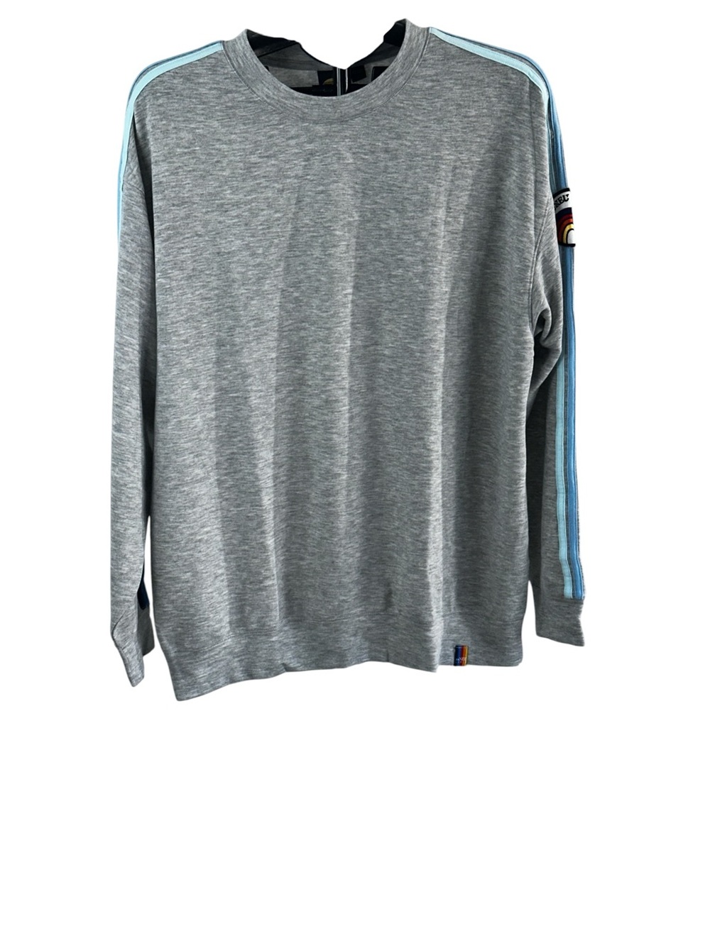 Reneu Earth Striped Sleeve Crewneck Sweatshirt Gray Minimal Streetwear